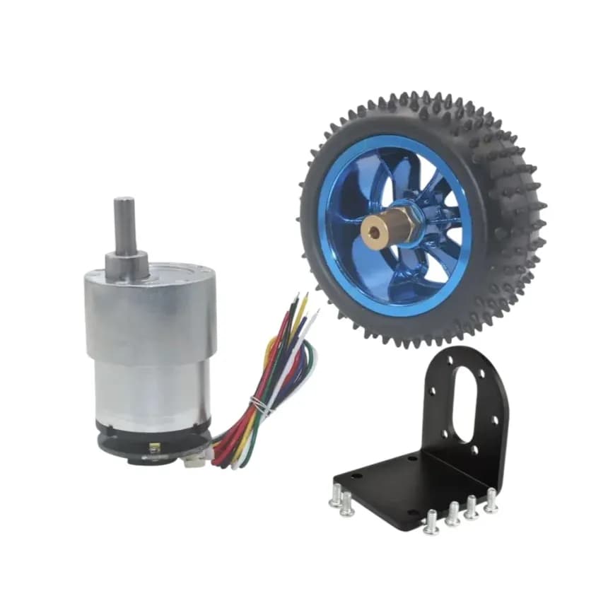 JGB37-520 12V Gear Motor with Encoder + Robot Car Wheel